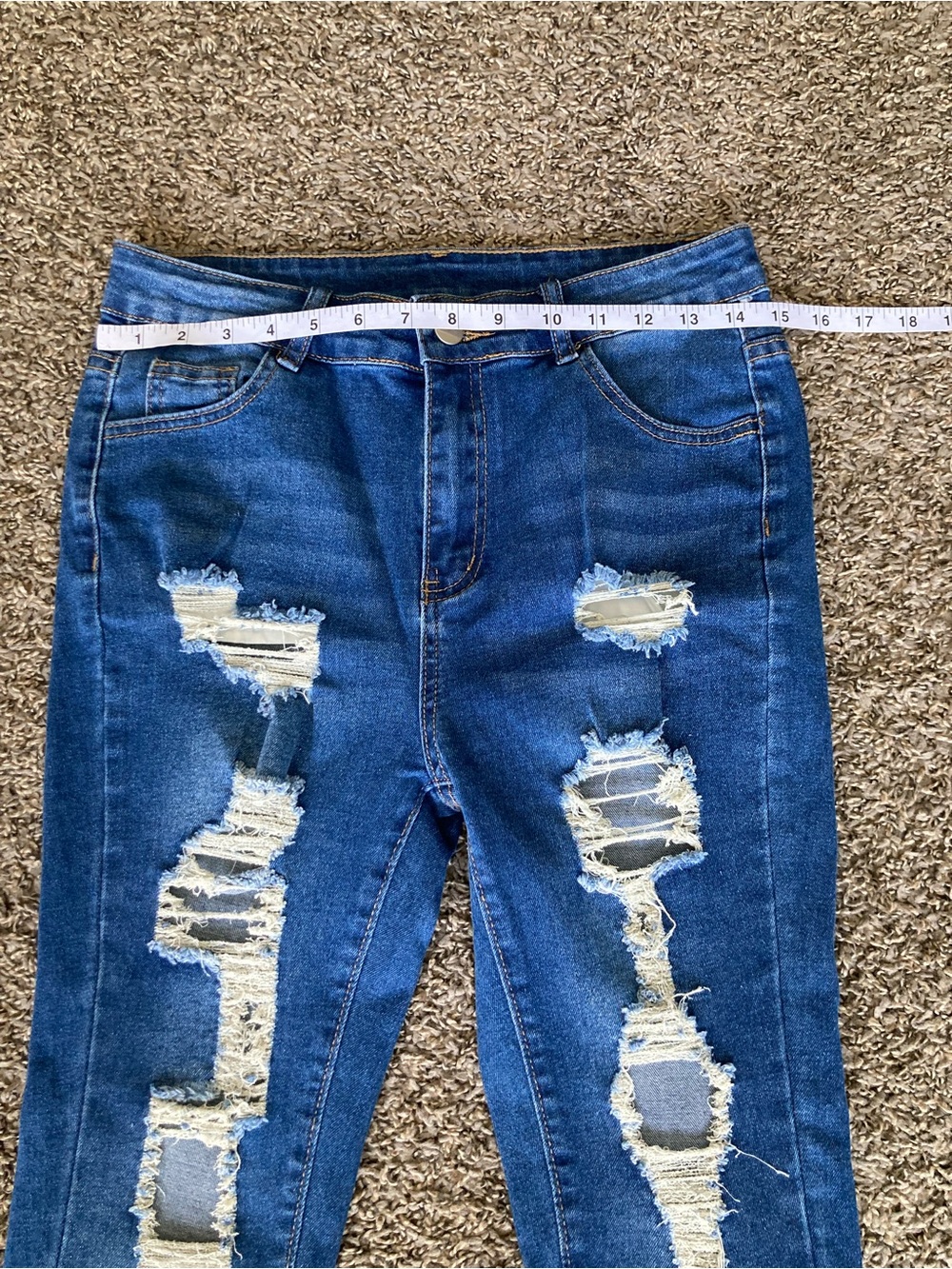 SHEIN Petite M High Rise Distressed Stretch Cuffed Jeans - Picture 4 of 11